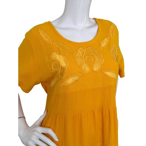 Vintage 1970's Armando's Acapulco Resort Dress Embroidered Cotton Maxi Mexican M - Picture 2 of 5